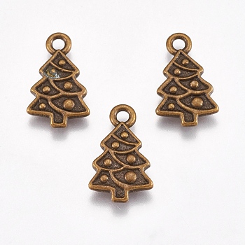 Noël alliage d'arbre supports de suspensions pour l'émail, de style tibétain, Sans cadmium & sans nickel & sans plomb, bronze antique, 20x12x2mm, Trou: 2mm