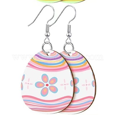 Pendientes colgantes de acrílico con estampado de Pascua&nbsp;FS-WG616F7-02-1