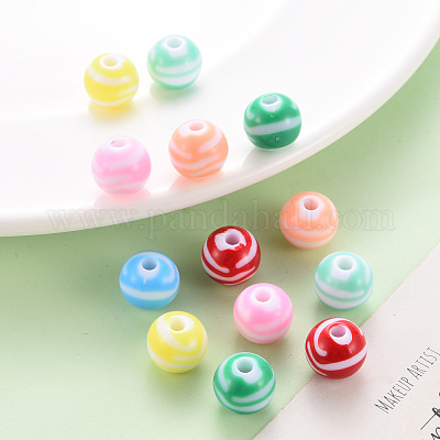 Непрозрачные полосатые акриловые бусины MACR-S373-27A-1