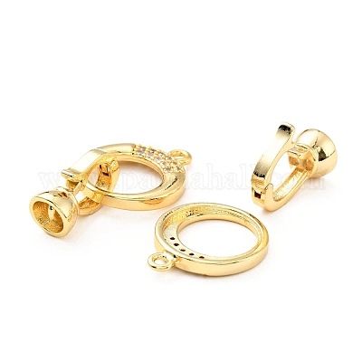 Реечное покрытие латунь микро паве прозрачный кубический цирконий складные застежки KK-E034-26G-1