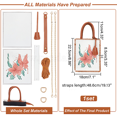 Наборы для изготовления сумок с цветочным узором своими руками&nbsp;DIY-WH0304-671B-1