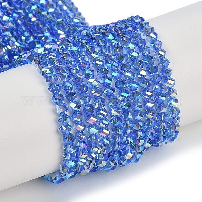 Chapelets de perles en verre électroplaqué&nbsp;GLAA-Q105-04F-1