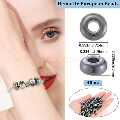 40 шт. синтетические немагнитные гематитовые европейские бусины&nbsp;G-BBC0001-53-1