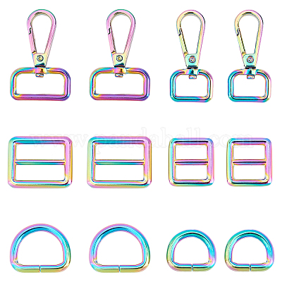 Wholesale SUPERFINDINGS 12Pcs Rainbow Swivel Hook Claw Clasp Purse Hardware Keychain  Hooks with D Rings Snap Hooks Metal Swivel Clasps 26x24x4mm for Lanyard  Handbags Bag Making 