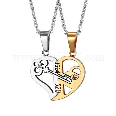 Stainless Steel Matching Couple Necklace Set