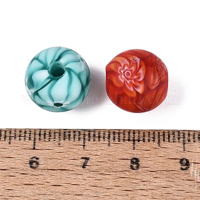 Handgemachte Millefiori Glas runde Perlen&nbsp;LA-N001-01E-13MM-1