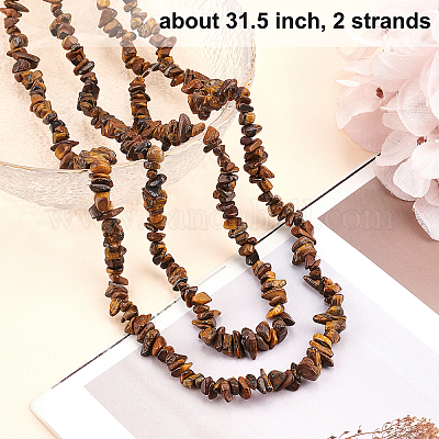 TIGERS EYE Crystal Necklace - Chip Beads - Long Crystal Necklace