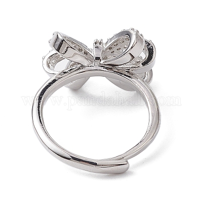 Покрытие стойки латунное микропаве с кубическим цирконием регулируемые кольца на палец&nbsp;RJEW-H224-03P-1