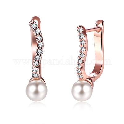 Модные популярные латунные серьги-кольца с микропаве и кубическим цирконием&nbsp;EJEW-BB15421-1