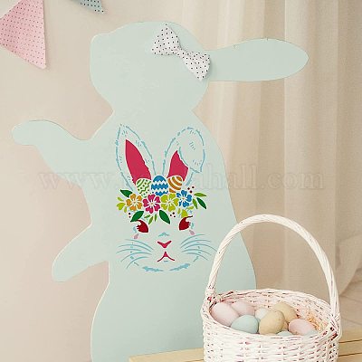 FINGERINSPIRE 3pcs Easter Bunny Drawing Painting Stencils Templates  (11.6x8.3inch) Happy Easter Stencils Decoration Square Easter Rabhit  Stencils for