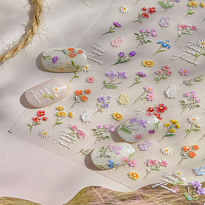 Наклейки для ногтей с цветочным рисунком&nbsp;DIY-WH0899-97-1