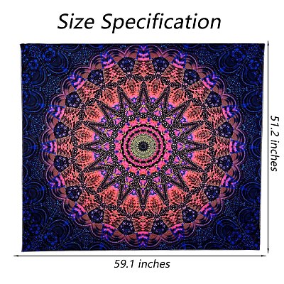 ブラックライト自由奔放に生きる曼荼羅壁タペストリー 暗闇で光る
