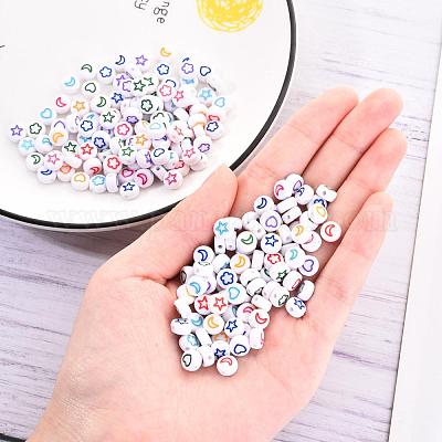  Pandahall 200pcs White Acrylic Red Heart Beads Flat