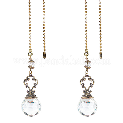 Граненые стеклянные круглые большие подвесные украшения&nbsp;HJEW-GF0001-09C-1