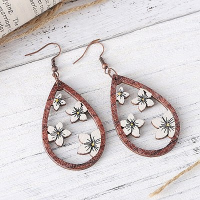 Деревянные болтающийся серьги&nbsp;FS-WG2DA7D-01-1