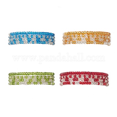 Glass Seed Beads Beaded Bracelets Sets, Two Tone Stretch Bracelets for  Woman, Mixed Color, Inner Diameter: 2-1/8 inch(5.3cm), 4~4.5mm, 4pcs/set