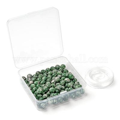 NITOPUPU 100 Perline Di Diaspro Naturale Liscio 8mm - Pietre Preziose Sfuse Per Creazione Gioielli Fai Da Te - Con Cordino Elastico Incluso