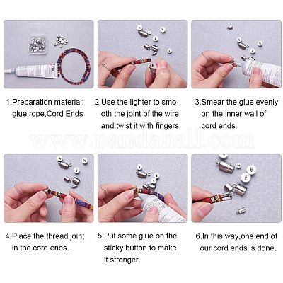  PH PandaHall 210pcs Cord End Caps 6 Colors Brass Glue-in  Leather Cord Terminators Small Barrel End Tip with Loop Ring for 2mm  Beading Wire Tassel Earring Choker Bag Pendant Jewelry Making 