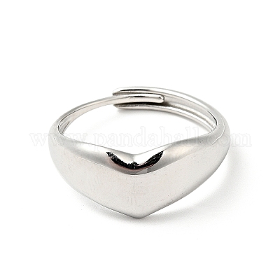 Женское регулируемое кольцо в форме сердца из нержавеющей стали 304 RJEW-I085-20P-1