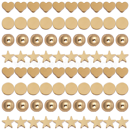 SUNNYCLUE 1 Box 80Pcs Gold Plated Spacer Beads Heart Charms Star Shaped Flat Round Ball Spacer Beads for DIY Jewelry Bracelet Making KK-SC0001-26G-1