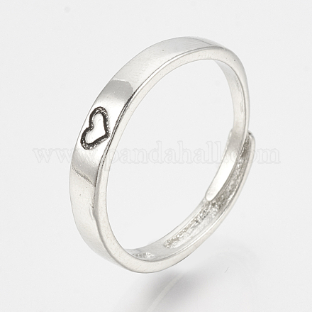 調節可能な合金フィンガー指輪  ハート  アンティークシルバー  サイズ9  19mm RJEW-N027-05-1