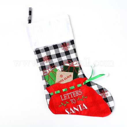 クリスマスソックスギフトバッグ  クリスマスデコレーション用  サンタへの単語の手紙  カラフル  53x26x0.7cm HJEW-SZC0002-06A-1