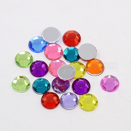 Faceted Half Round/Dome Acrylic Rhinestone Flat Back Cabochons GACR-YPO8MM-M-1