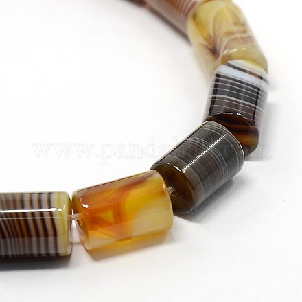 Natural Striped Agate/Banded Agate Column Bead Strands G-N0071-8x12mm-03-1