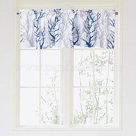 SUPERDANT Tree Branches Window Curtain Valance Blue Toned Window Treatment Valances Small Window Kitchen Curtains for Bedroom Living Room Bath Dining Room Cafe Laundry Home Decor 132x46cm/52 * 18in AJEW-WH0506-007-1