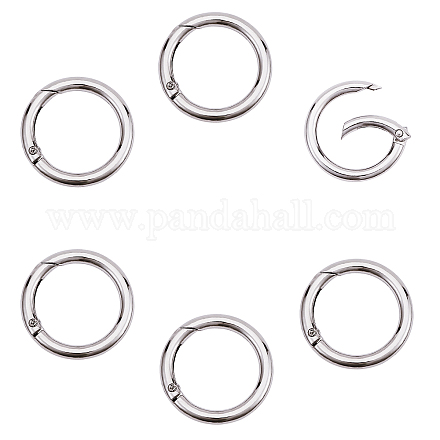 PandaHall 12pcs Round Spring Snap Hooks Clip DIY Accessories for Handbag Purse Shoulder Strap Key Chains Buckle Alloy Circle Round Metal Spring Key Ring PALLOY-PH0013-43P-1