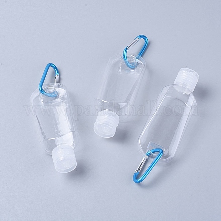 50ml petgプラスチックキーホルダーボトル  詰め替え式手指消毒ボトル  空のアルコールボトル  透明  11.4x4.25x3.1cm  容量：5ml（50液量オンス） X-MRMJ-WH0059-38-1