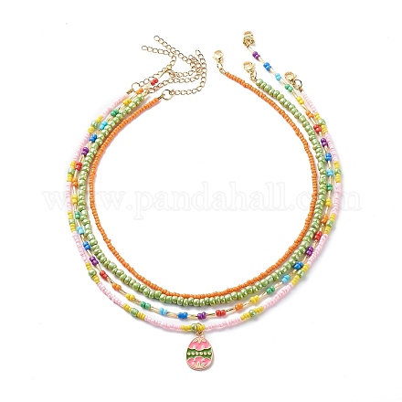 Set di collane in rilievo di perle imitatin semi di vetro stile 4 pz 4 NJEW-JN04012-1