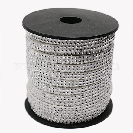 2 fila cordón de ante sintético con tachuelas de aluminio plateado LW-D005-03P-1