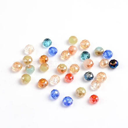 Faceted Rondelle Electroplate Glass Beads Strands EGLA-X0003-3x2mm-1