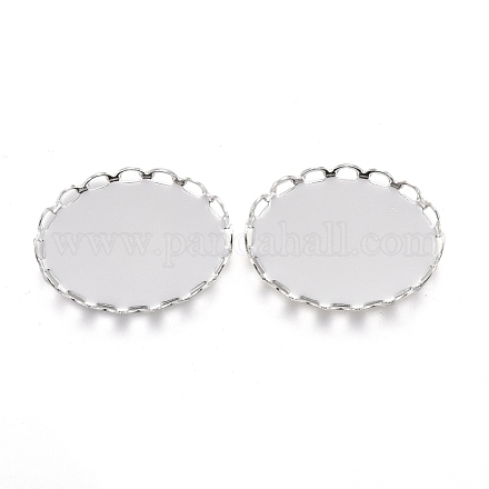 304 Stainless Steel Cabochon Settings STAS-P249-13A-S-1