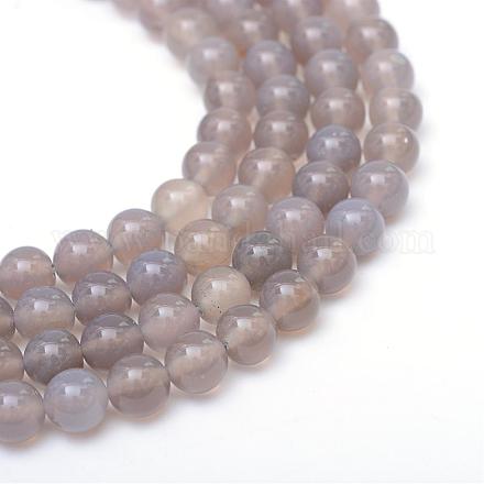 Round Natural Grey Agate Bead Strands G-R345-4mm-07-1