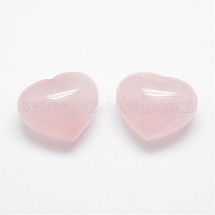 Piedra de palma de corazón de cuarzo rosa natural DJEW-P007-05A-1