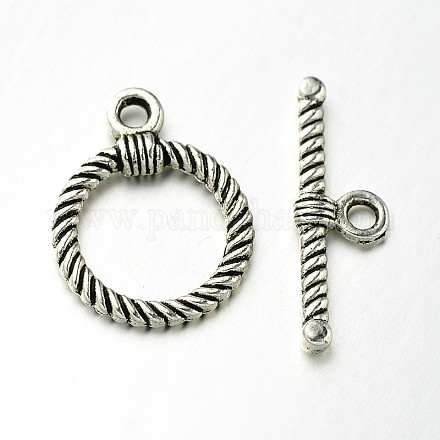 Tibetan Style Alloy Ring Toggle Clasps PALLOY-N0112-01AS-1