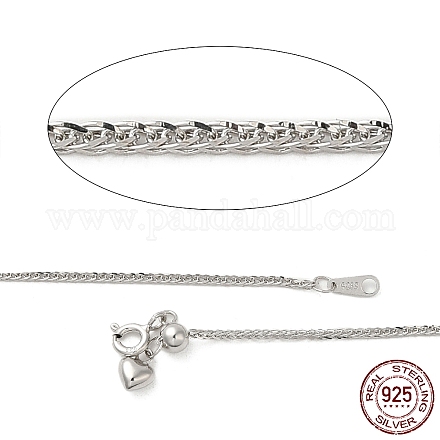 Rhodinierte Weizenketten-Halskette aus 925 Sterlingsilber für Damen STER-I021-02C-P-1