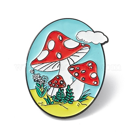 Ovale avec épingle en émail champignon X-ENAM-B046-19-1