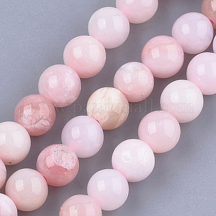 Rosa naturale perline opale fili X-G-S333-6mm-017-1