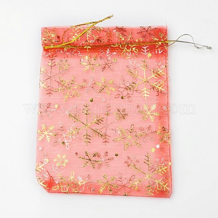 Golden Snowflake Printed Festival Christmas Day Organza Packing Bags X-OP046Y-1