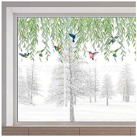 静電PVCウィンドウステッカー  窓の家の装飾のため  葉  390x1180mm DIY-WH0457-004-1