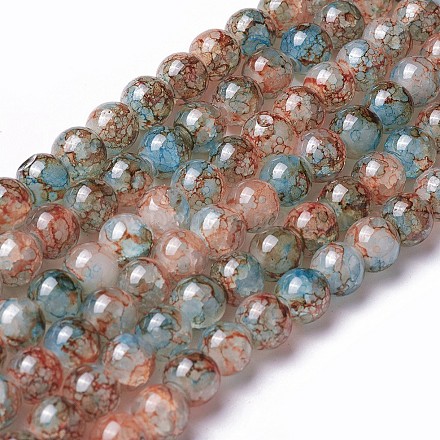 Spray Painted Glass Beads Strands X-GLAA-A038-C-76-1