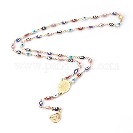 304 Edelstahl Rosenkranz Perlenketten aus rostfreiem NJEW-F240-05G-1