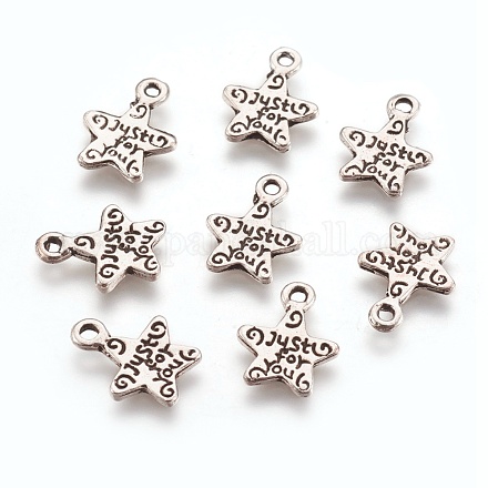 Gift Ideas for Men On Valentines Day Tibetan Style Alloy Star Carved Word Just for You Message Charms LF1272Y-NF-1