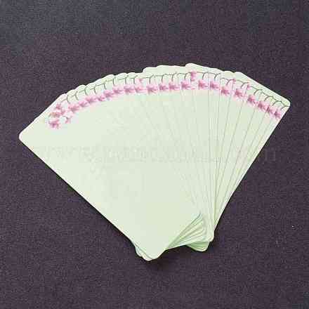 紙カード  DIYブックマークカード  長方形  薄緑  さくら模様  140x49x0.5mm  穴：4mm  20個/袋 DIY-F081-01J-1