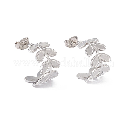 304 Stainless Steel Olive Leaf Wrap Stud Earrings EJEW-G314-04P-1
