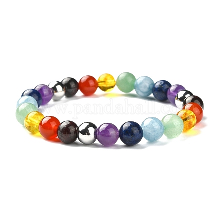 Chakra pierres précieuses perles bracelets extensibles BJEW-JB02301-1