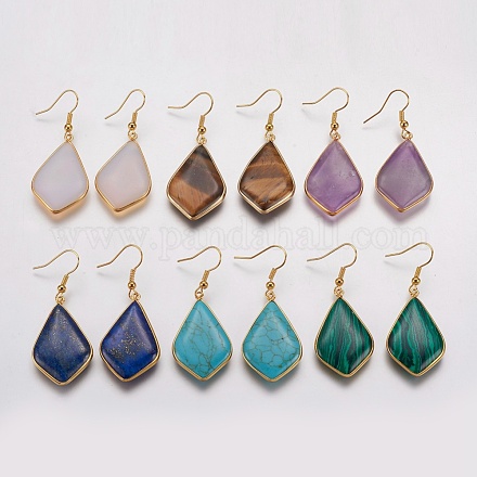 Natural & Synthetic Gemstone Dangle Earrings EJEW-K066-B-1